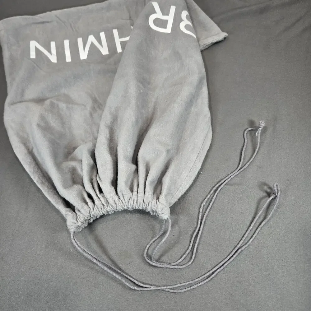 Brahmin Gray Velvet Flannel Drawstring Dust Bag White Block Logo 18x16